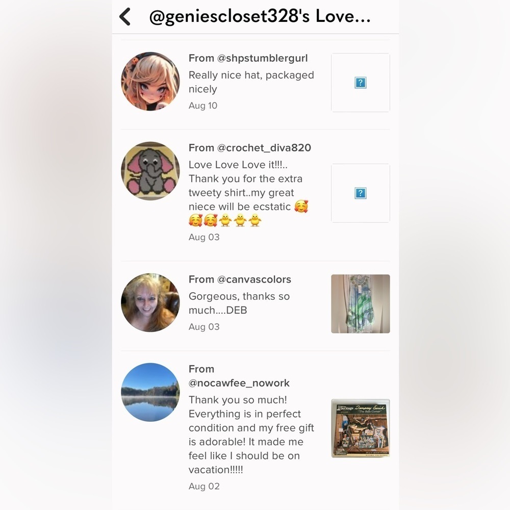 Genie’s 🧞‍♀️ Closet  Love ❤️ Notes From Customers
